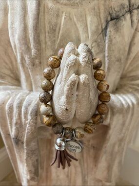 Picture Jasper Stone Bead Bracelet